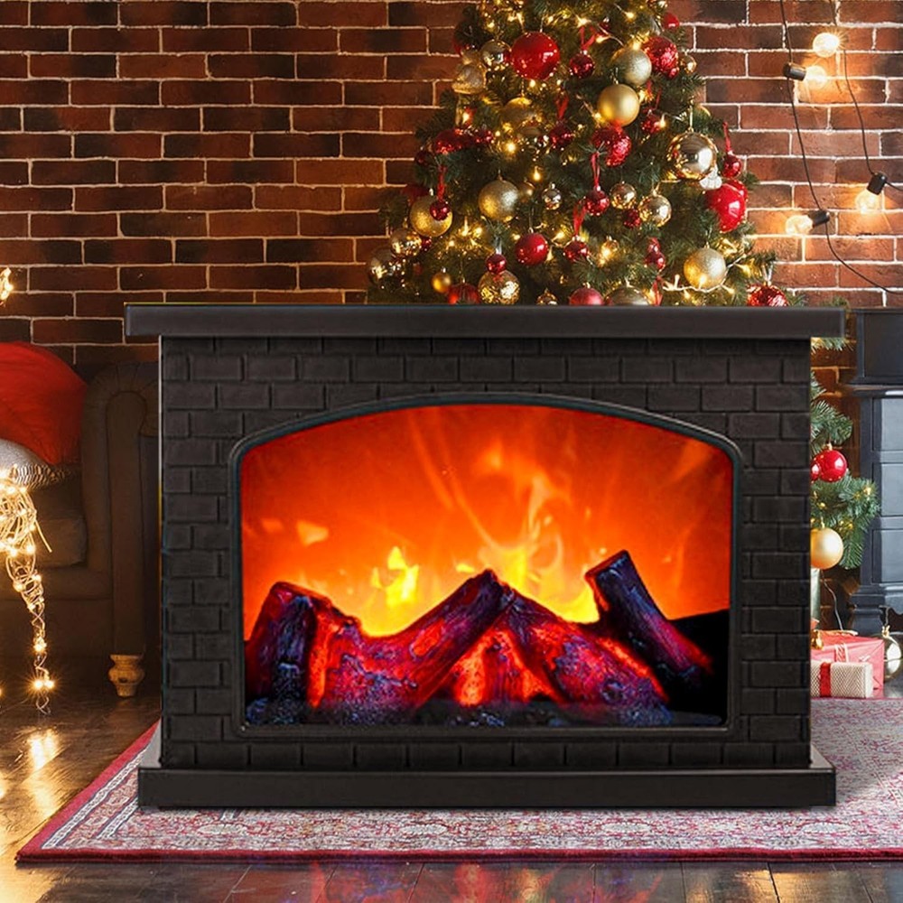 Electric Fireplace Lantern W/ Realistic LED Flame Effect USB Battery Powered