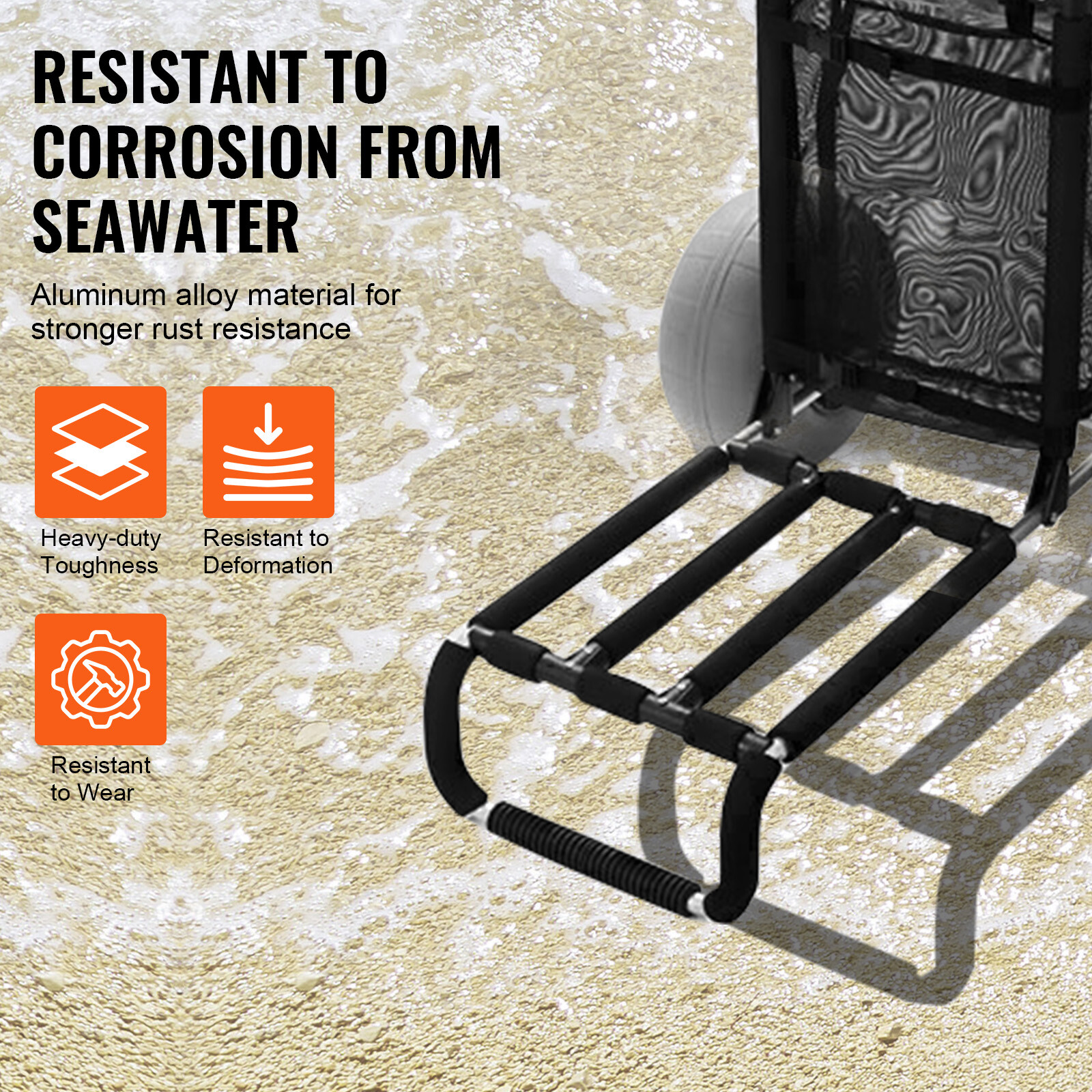 VEVOR Beach Sand Cart Beach Wagon for Sand 12 in Balloon Wheels Beach Gardening