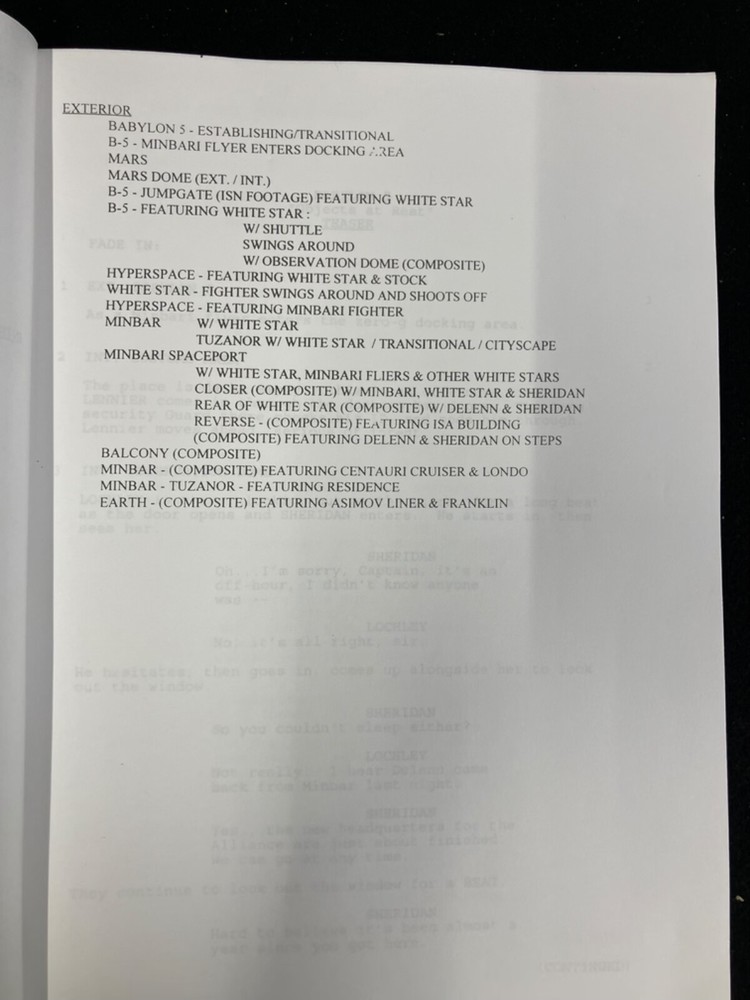 BABYLON 5 TV SCRIPT BY J. MICHAEL STRACZYNSKI, 2/6/1998 #522 "OBJECTS AT REST"