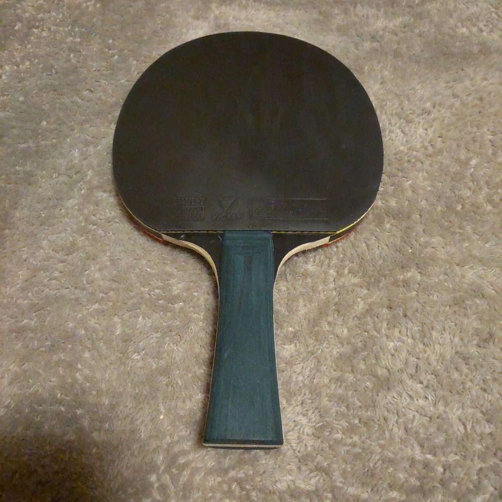 VICTAS BASIC RUBBER BLACK Table Tennis Racket Orange Black Used