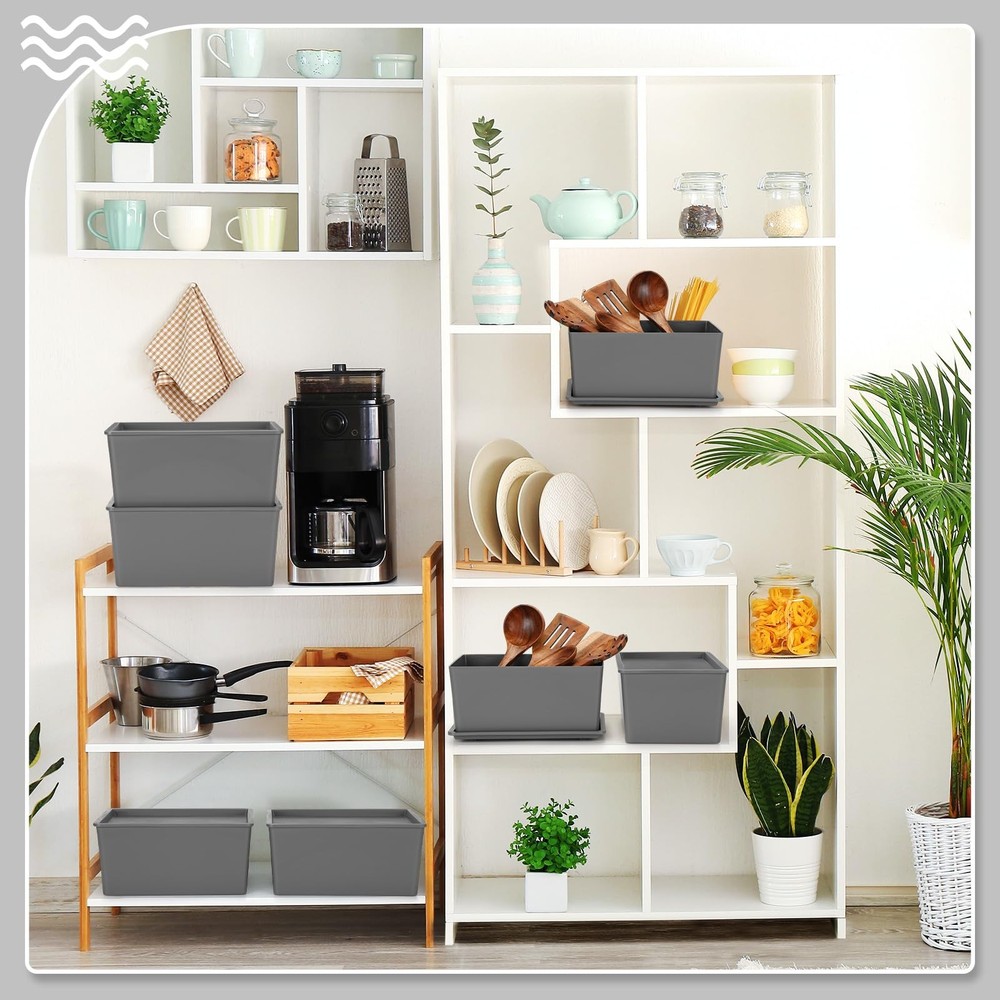 6 Pcs Storage Bins with Lids Small Plastic Storage Containers Stackable Stori...