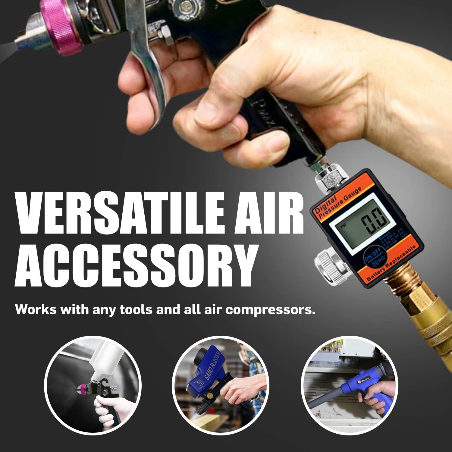 LE LEMATEC Digital Air Compressor Pressure Regulator and Gauge with LED Displ...