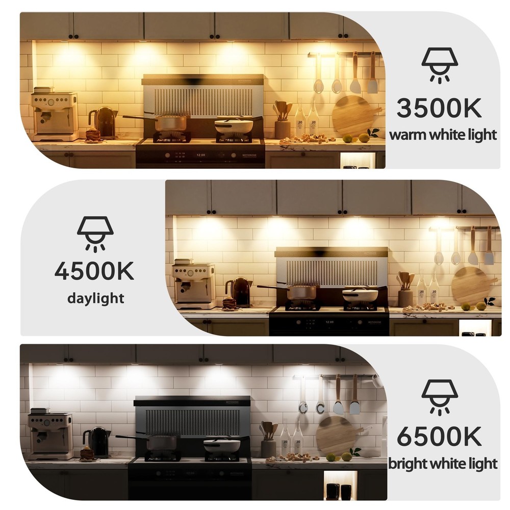 Motion Sensor Under Cabinet Light, 3 Color Kitchen LED Cabinet Light USB Powe...