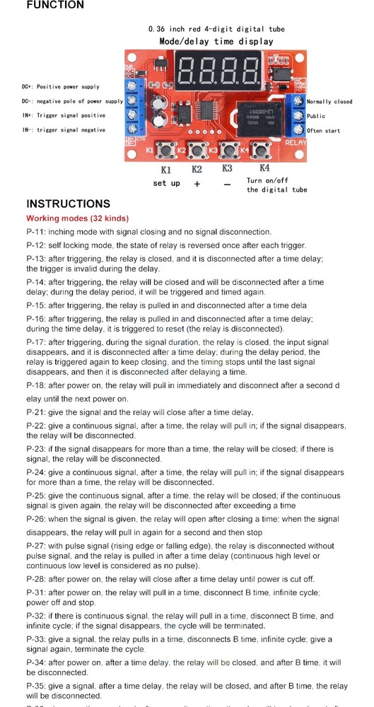 2pcs DC 12V 10A Adjustable Time Delay Relay Module LED Digital Timer Switch