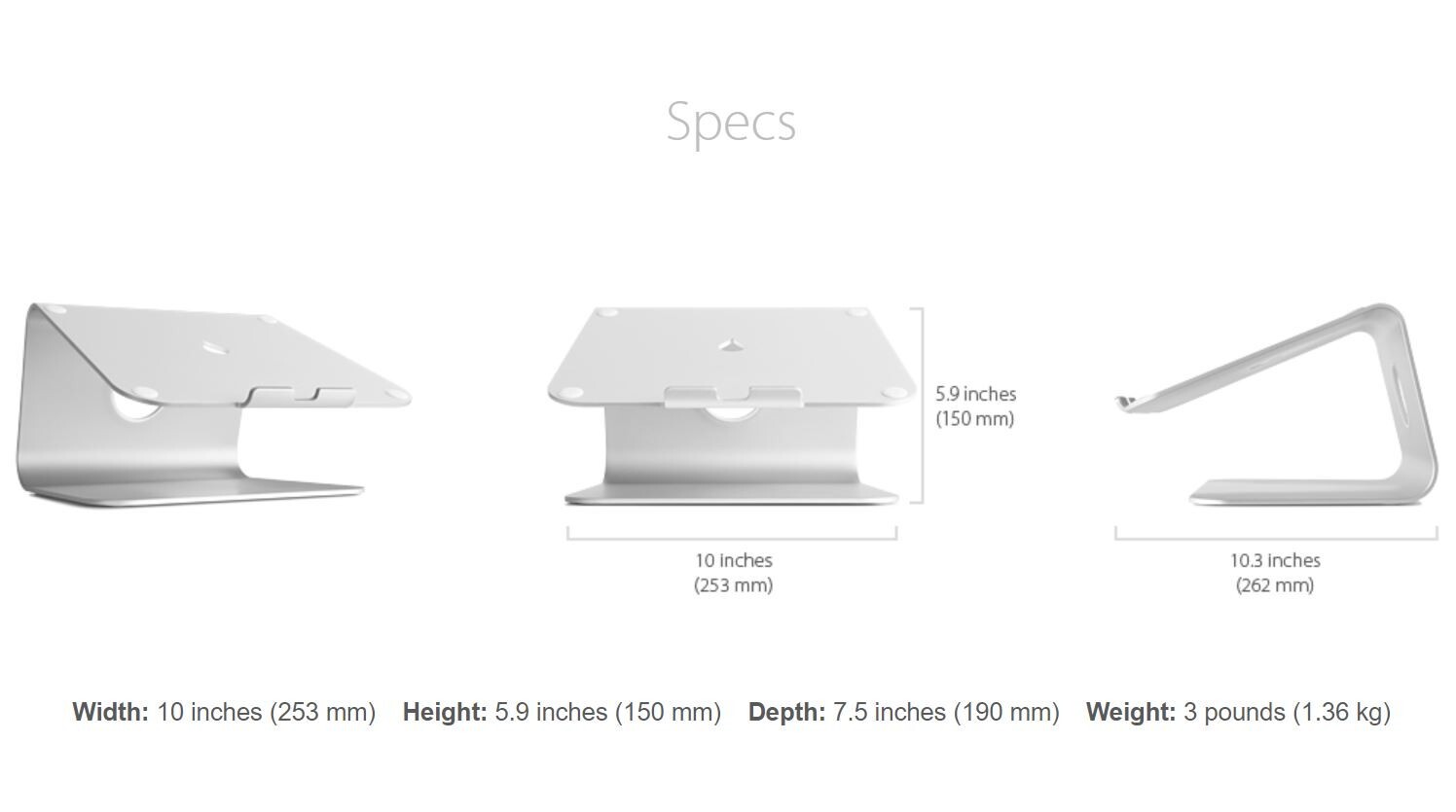 Rain Design mStand Solid Aluminum Laptop Stand, Space Gray, Fits all MacBook