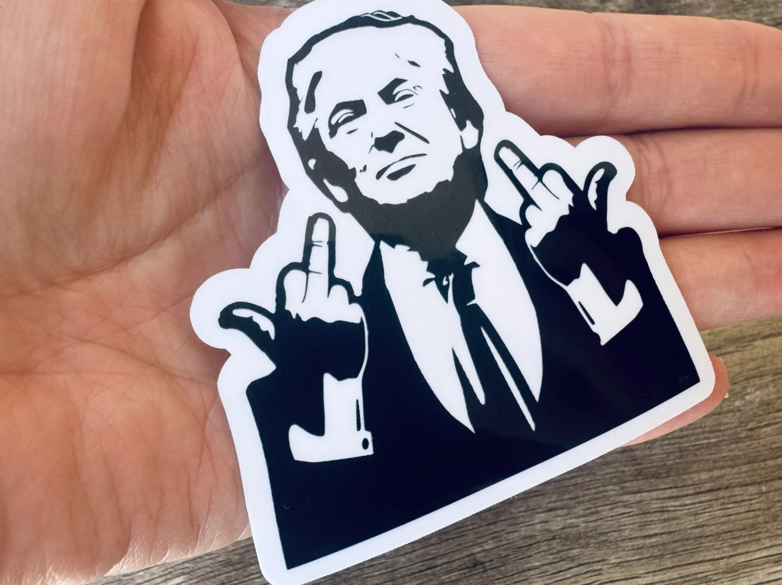 President Donald Trump Flipping the Bird - Trump 2024 - 3" Decal/Sticker
