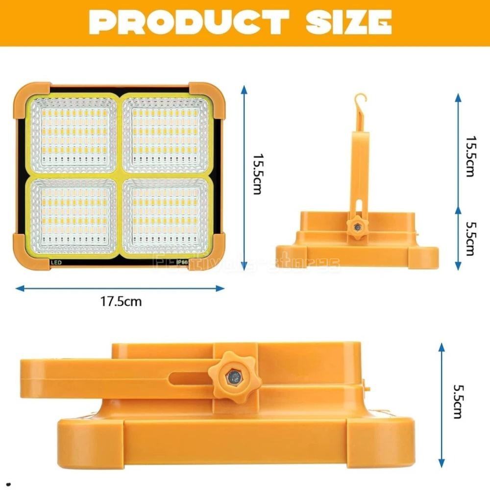 Portable LED Solar Work Light USB Rechargeable Emergency Worklight Security Lamp