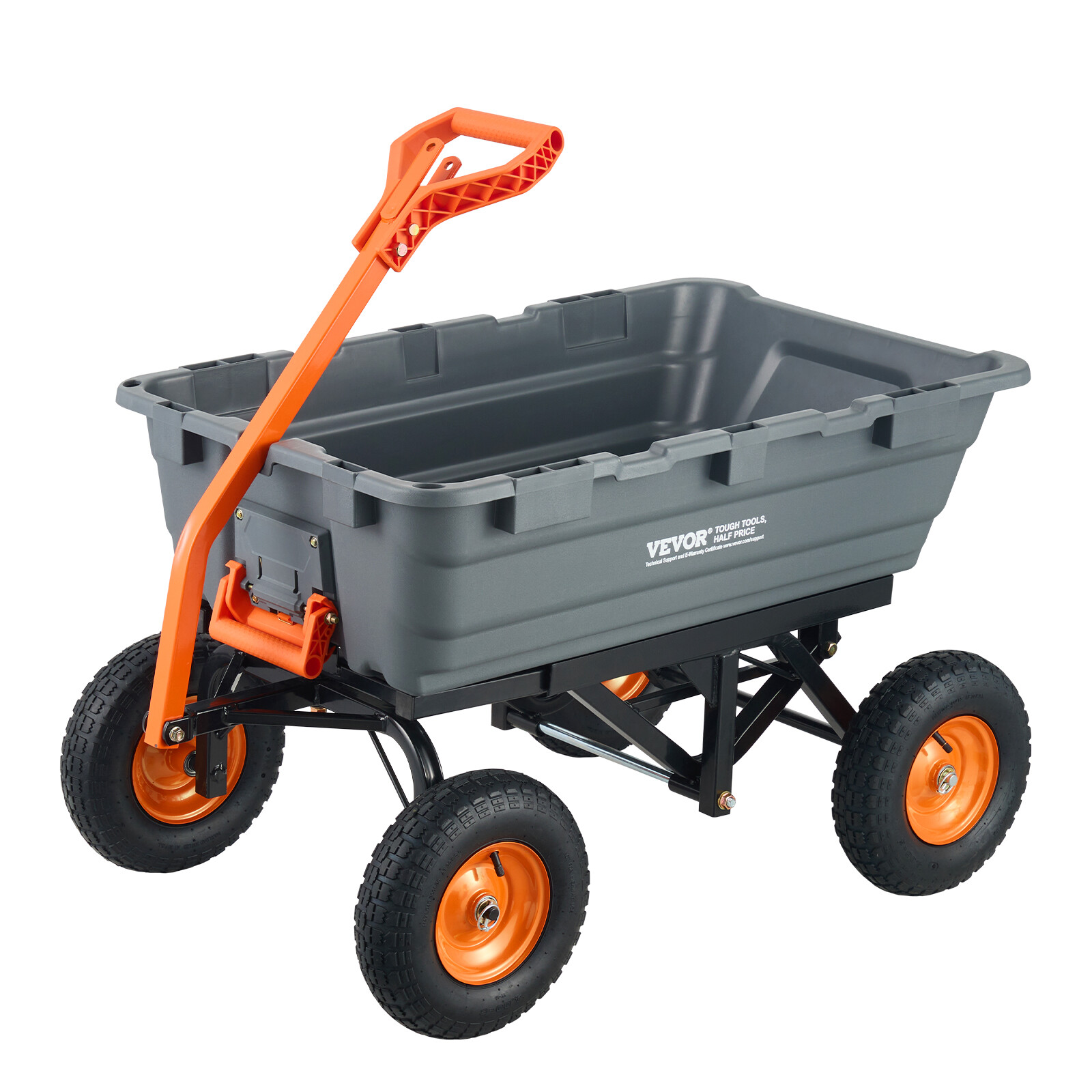 VEVOR Poly Garden Dump Cart Heavy-duty Yard Carts and Wagons 1500 lbs 13" Tires