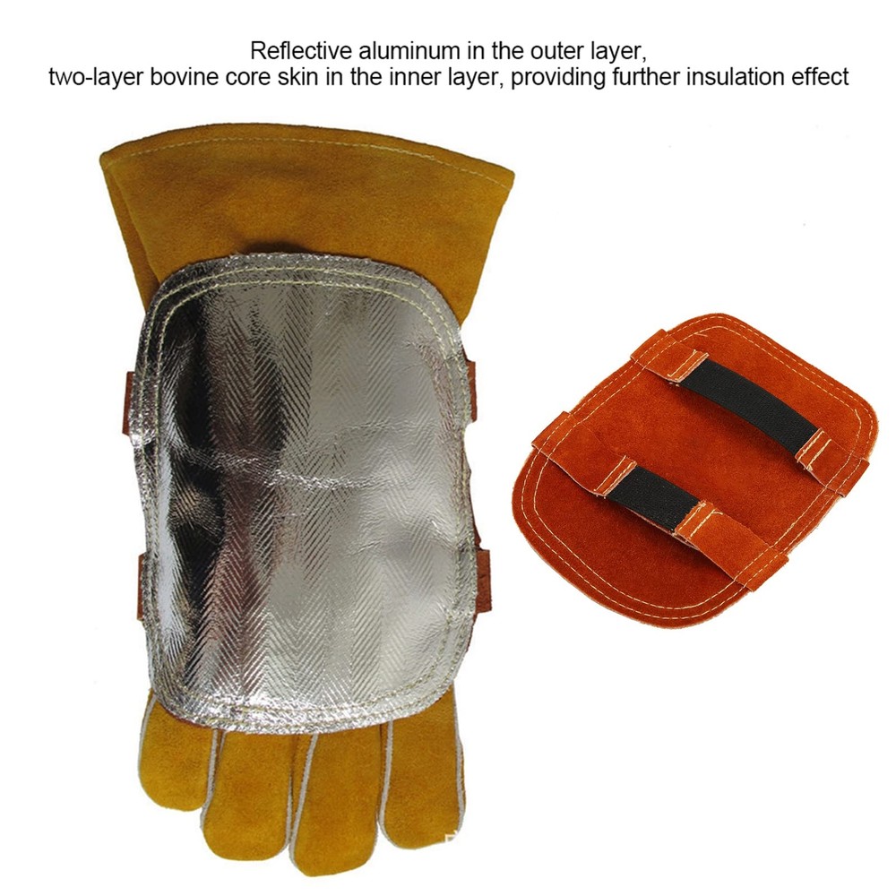 Hand Heat Shield Welding Hand Pad Split Cowhide Leather Aluminized Back Welding