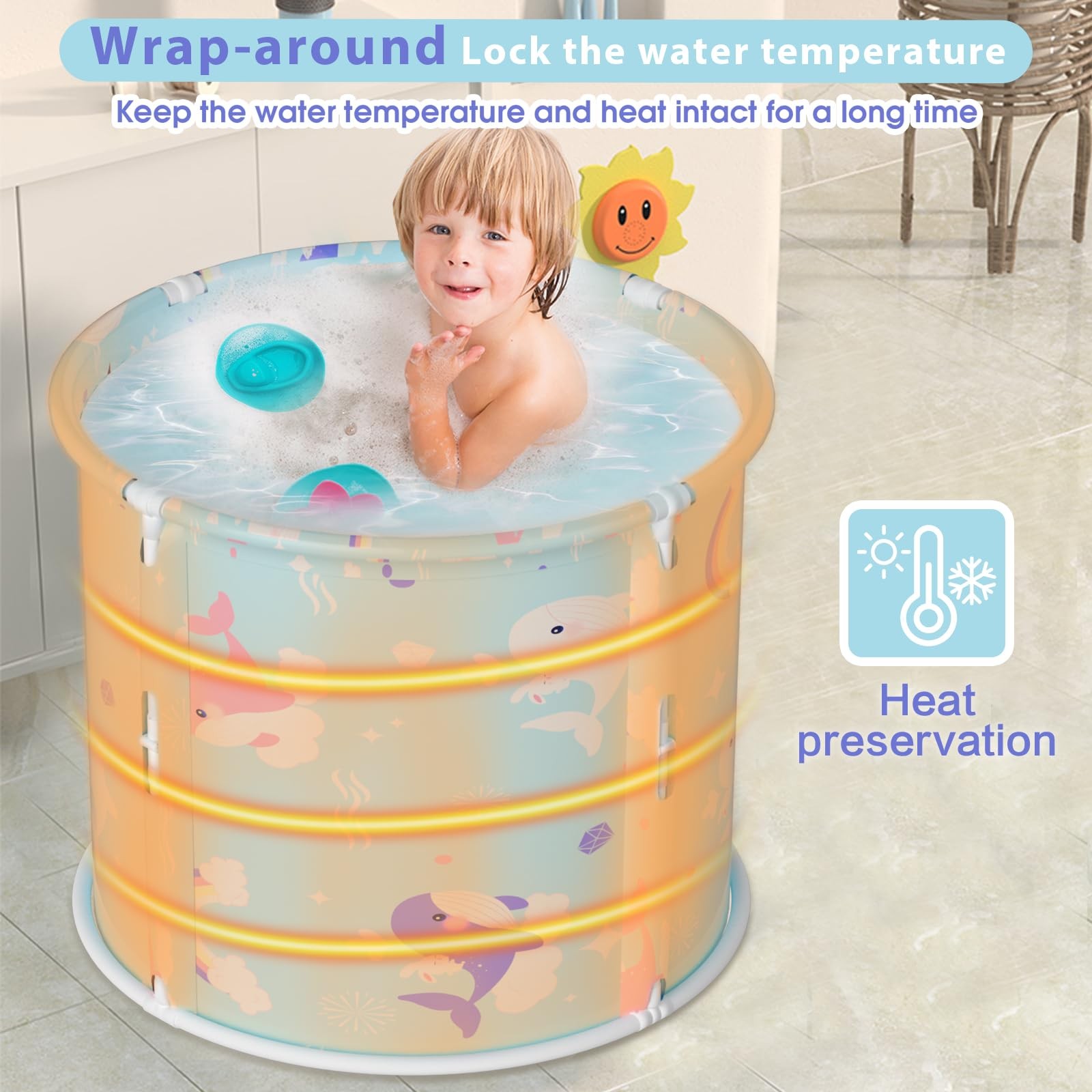 Portable Bathtub, Foldable Bathtub for Kids, Boys and Girls, Therapy Tub for ...