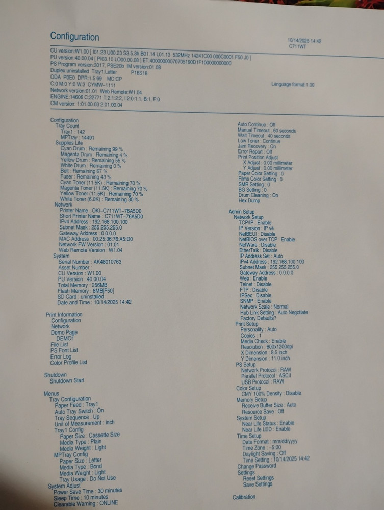 OKI C711WT Digital White Toner Transfer Printer T Shirt