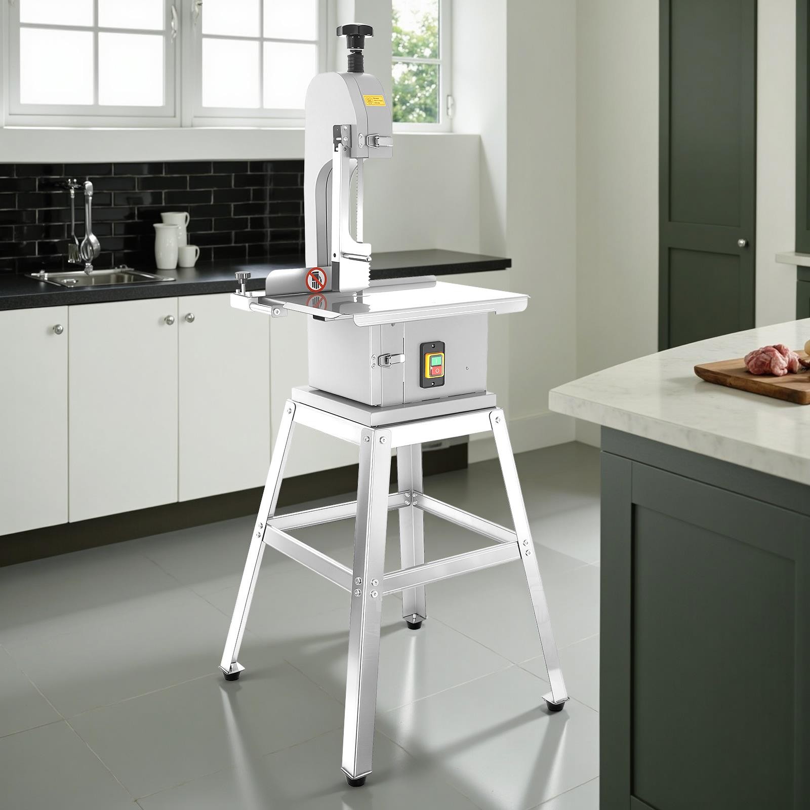 1500W Electric Bone Saw Machine w/Stand,Bone&Meat Bandsaw Machine w/8Sharp Blade