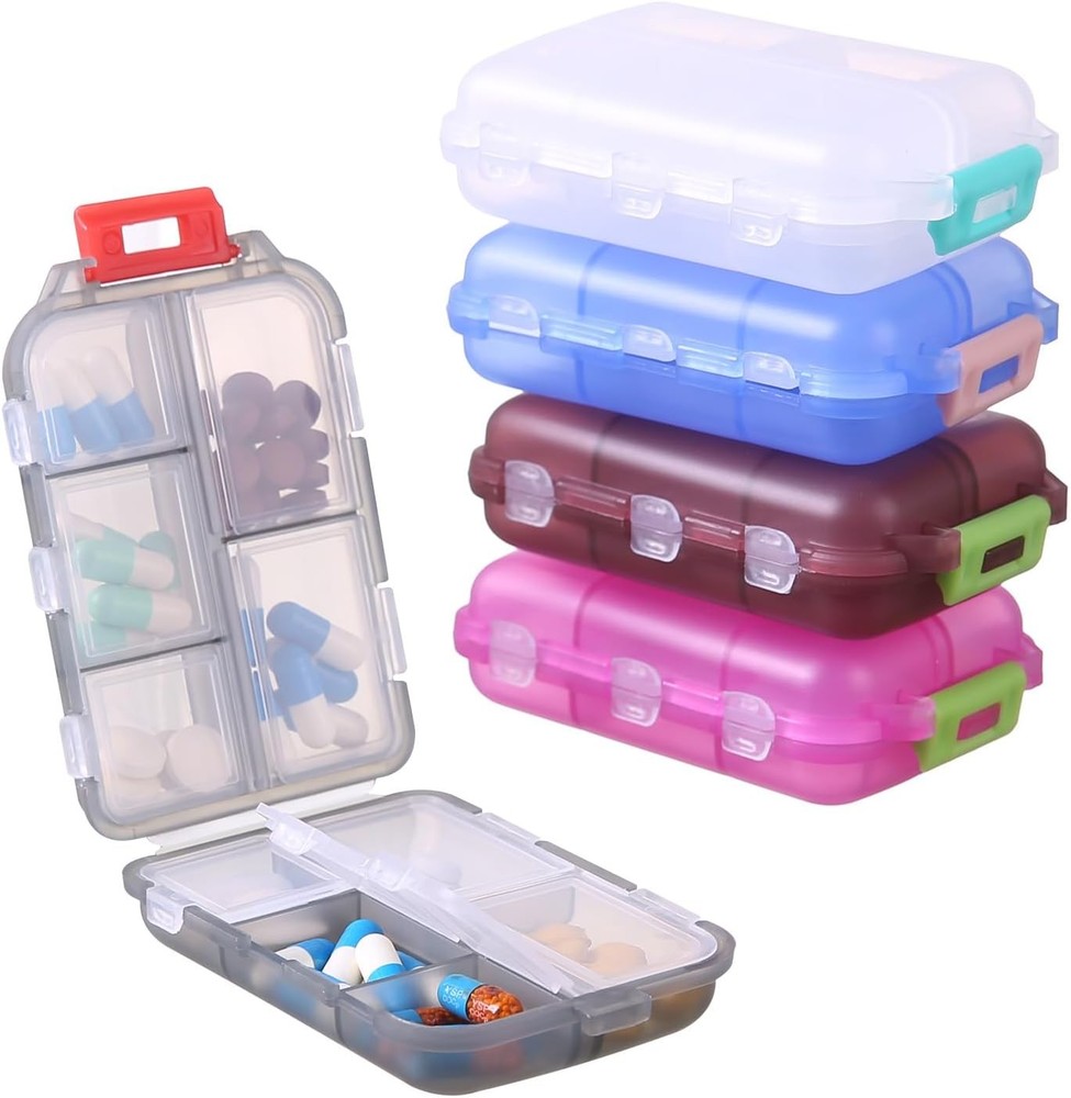 1Pack Travel Pill Organizer - 10 Compartments Case, Compact 1pack Gray