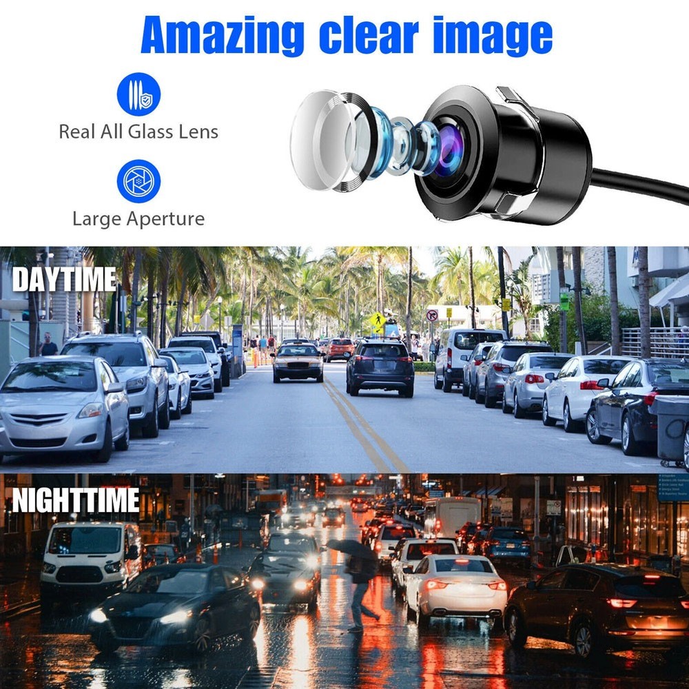 Backup Camera Flush Mount 170° Car Rear/Side/Front View Camera Night Vision