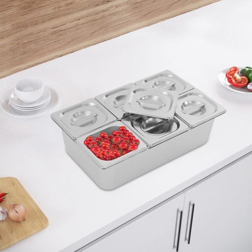 6-compartment Fruit Pan, Fruit Pan with Acrylic Lids and Water-filtering Gaskets