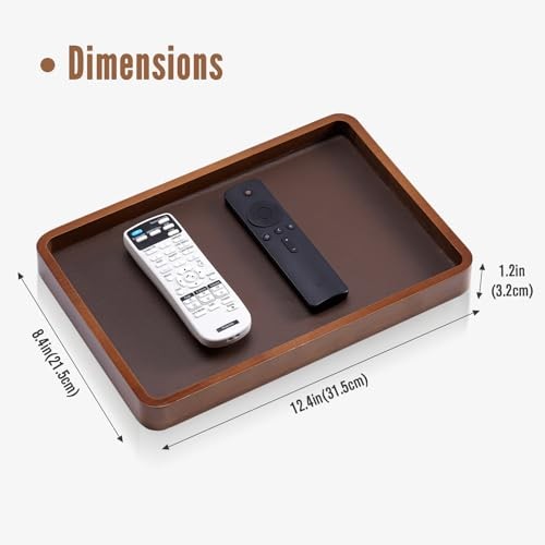 Wooden Valet Tray for Men, Wood Catch-All EDC Organizer, Dark Brown