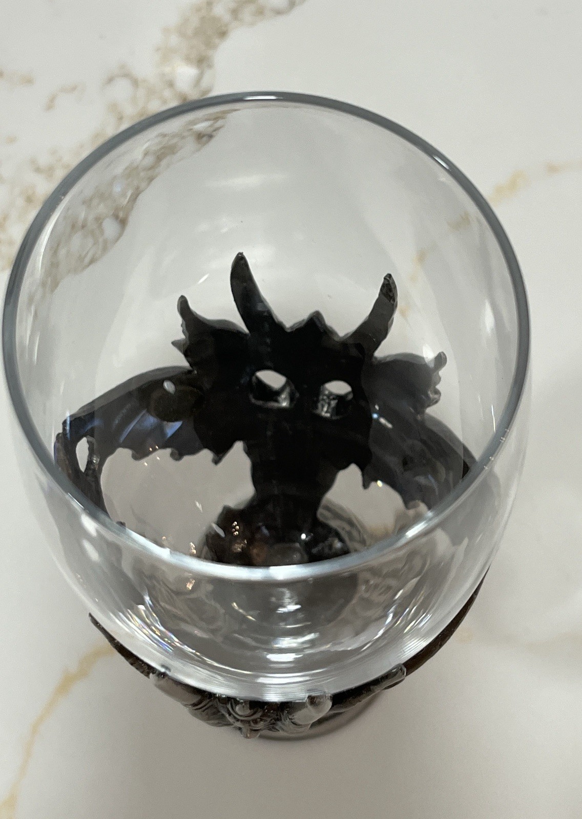 Vintage 8.50 “ Veronese Myths & Legends Pewter & Glass Dragon Wine Goblet