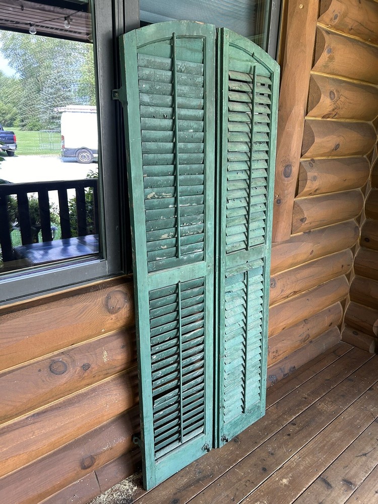 Vintage Wood Arched Window Shutters