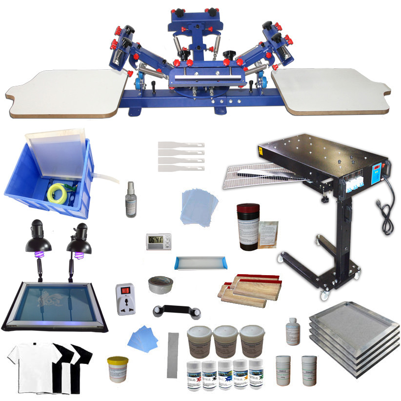 4 color screen printing kit micro-adjust pressTemperature Control Flash Dryer
