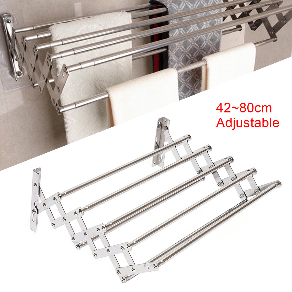Wall Mounted Laundry Drying Rack, Clothes Hanger Rack, Retractable Clothes Rack
