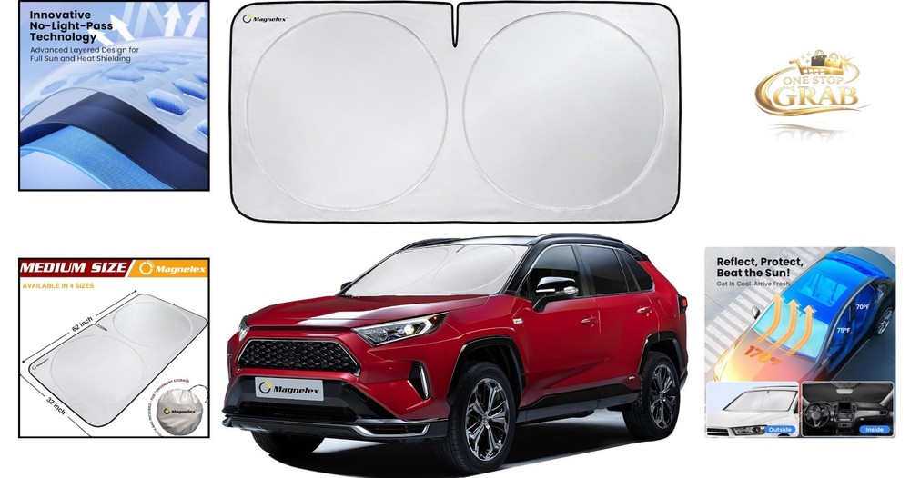 Medium Car Windshield Sunshade UV Heat Blocking Foldable Reflective Cover