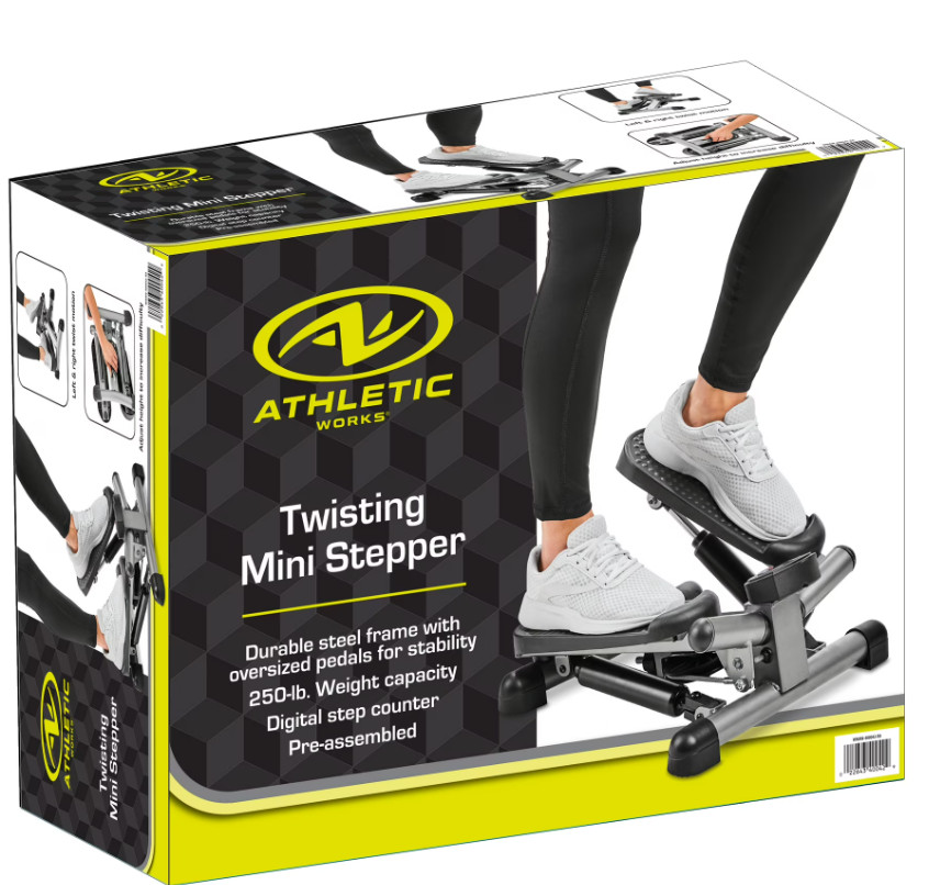 Athletic Works Mini Stepper – Twisting Cardio Exercise Step Machine Black