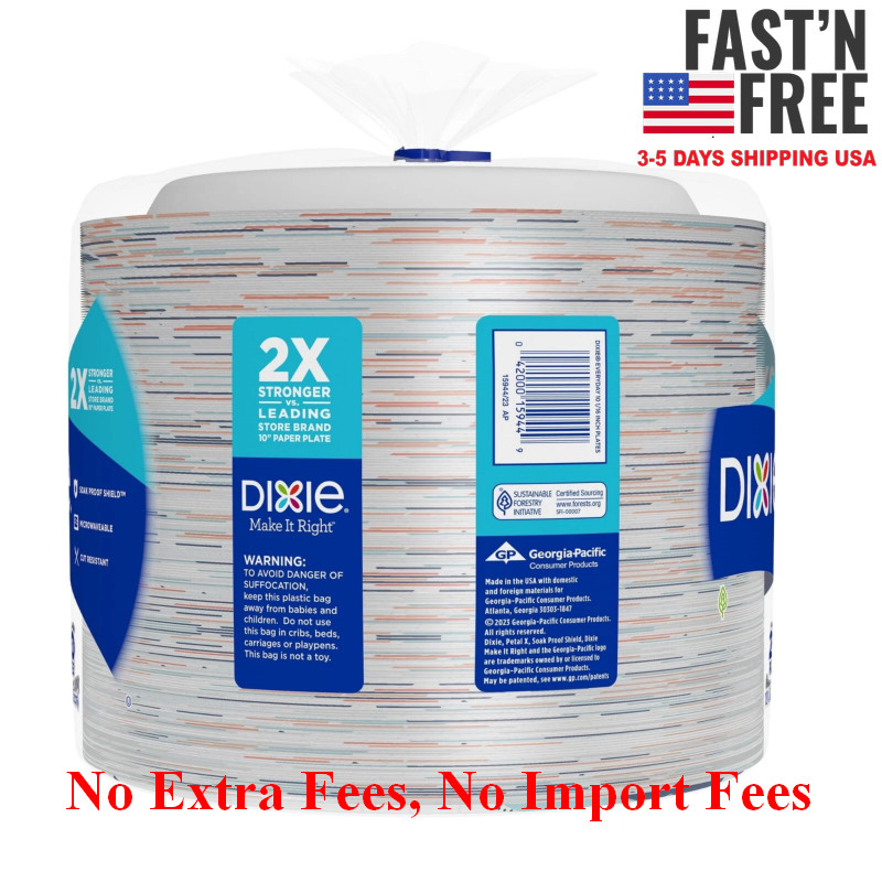 2 Pack Dixie Disposable Paper Plates, 10", 2X Stronger*, Multi-Color, 210 Count
