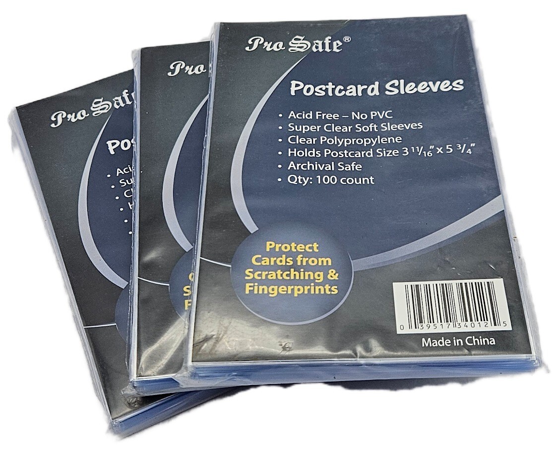 (300 Count) Pro-Safe Standard Size Postcard Sleeves - 2 Mil Poly Archival Safe