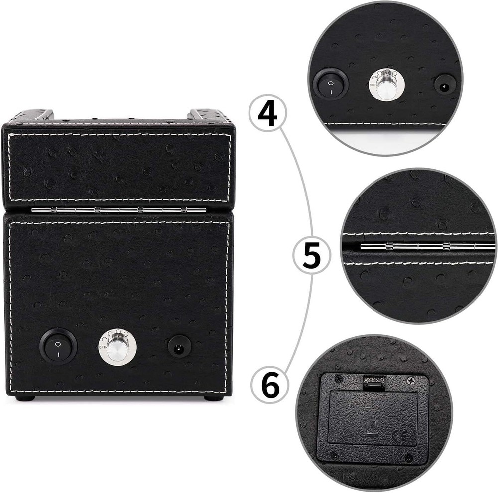 Black Automatic Watch Winder With Silent Motor And Five Rotation Modes