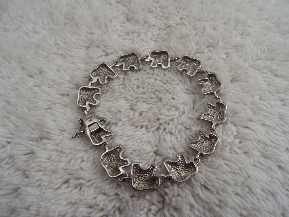 PBJ Sterling Silver Plated Elephant Link Bracelet