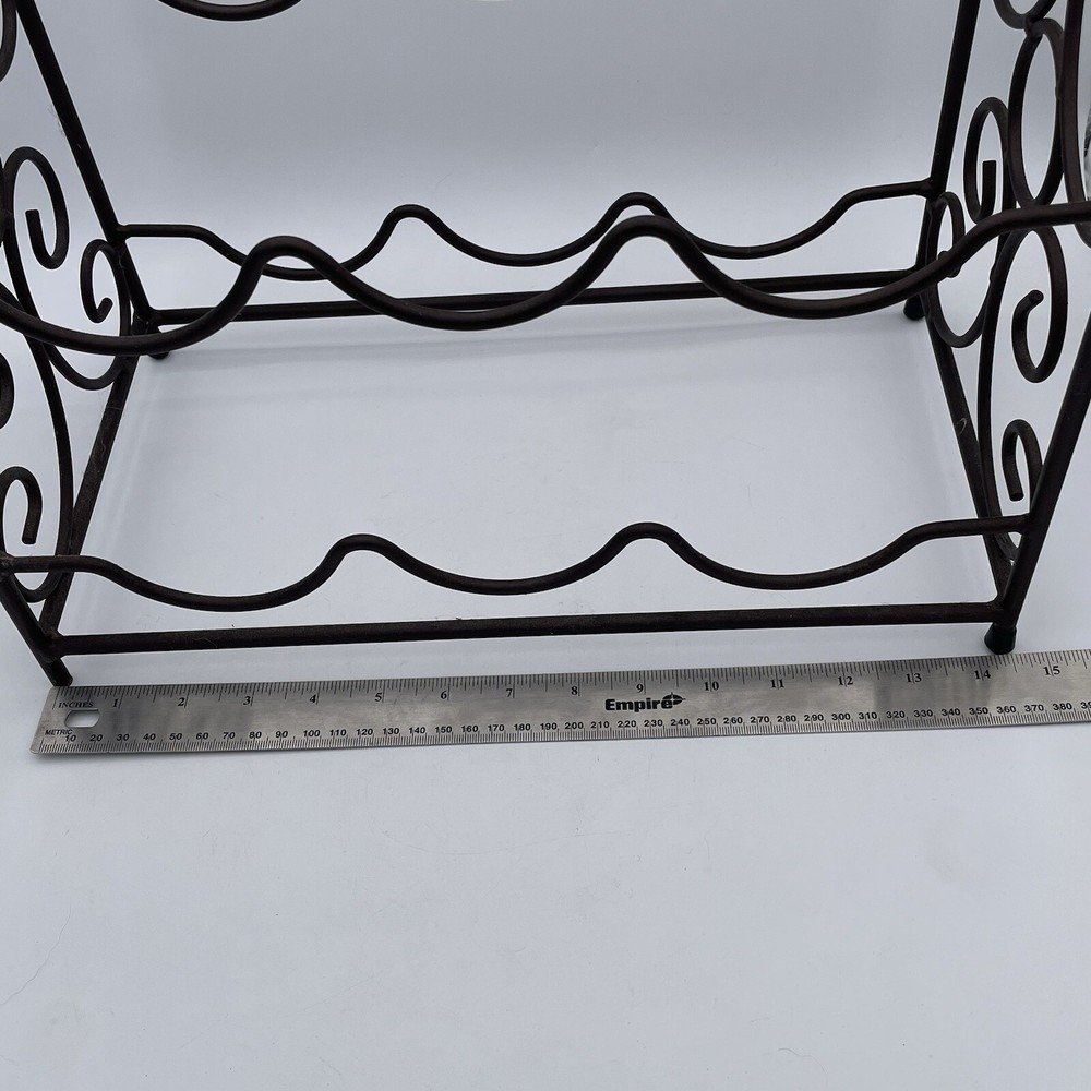 6 Bottle Wine Rack Rustic Scrolled Design Wrought Iron - Table, Bar, or Counter
