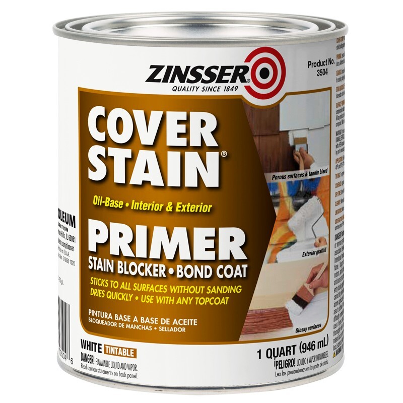 Zinsser Cover Stain White Oil-Based Alkyd Primer and Sealer Stain Blocker 1 qt