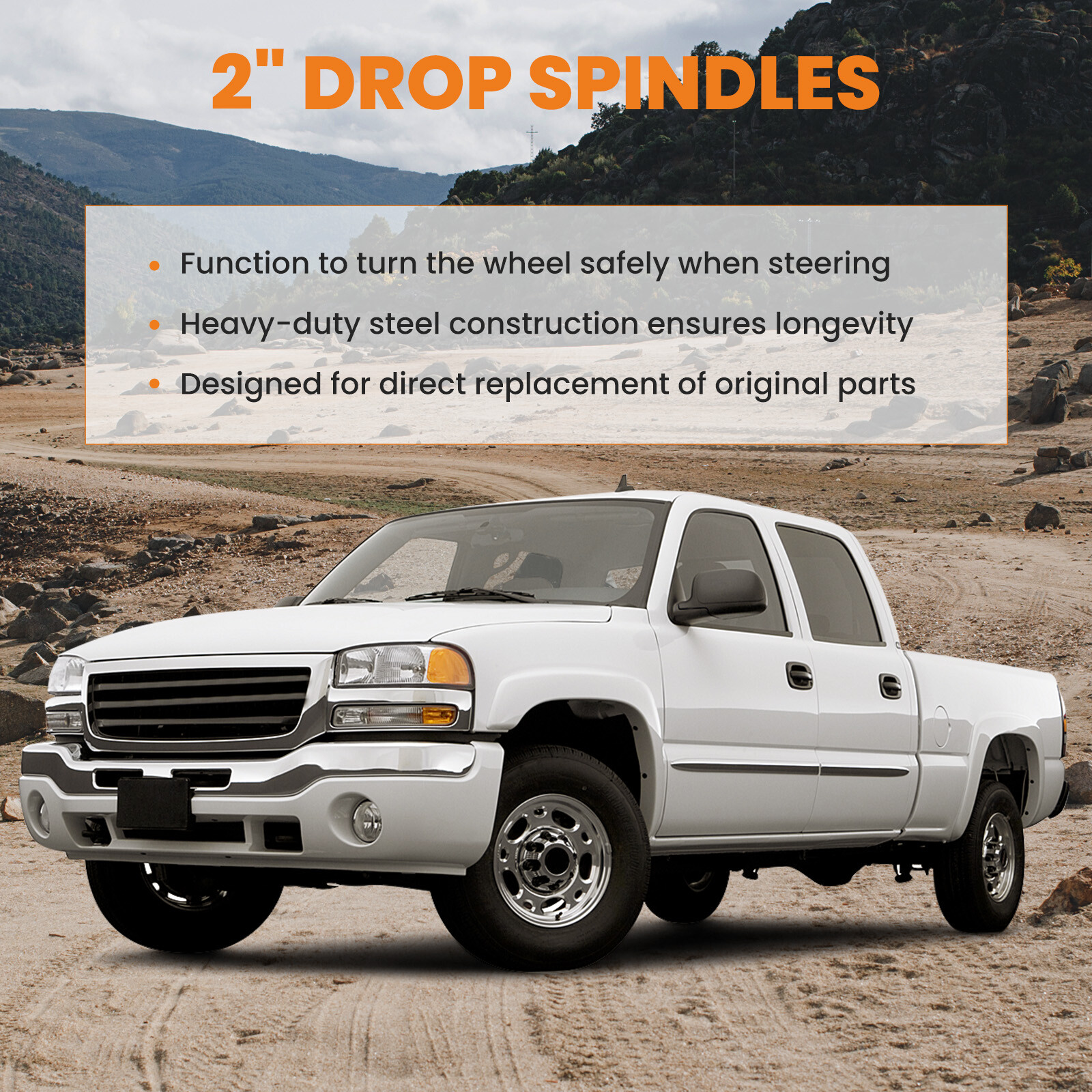 2" Drop Lowering Spindles Kit for Chevy GMC Silverado Sierra 1500 2WD 1999-2006