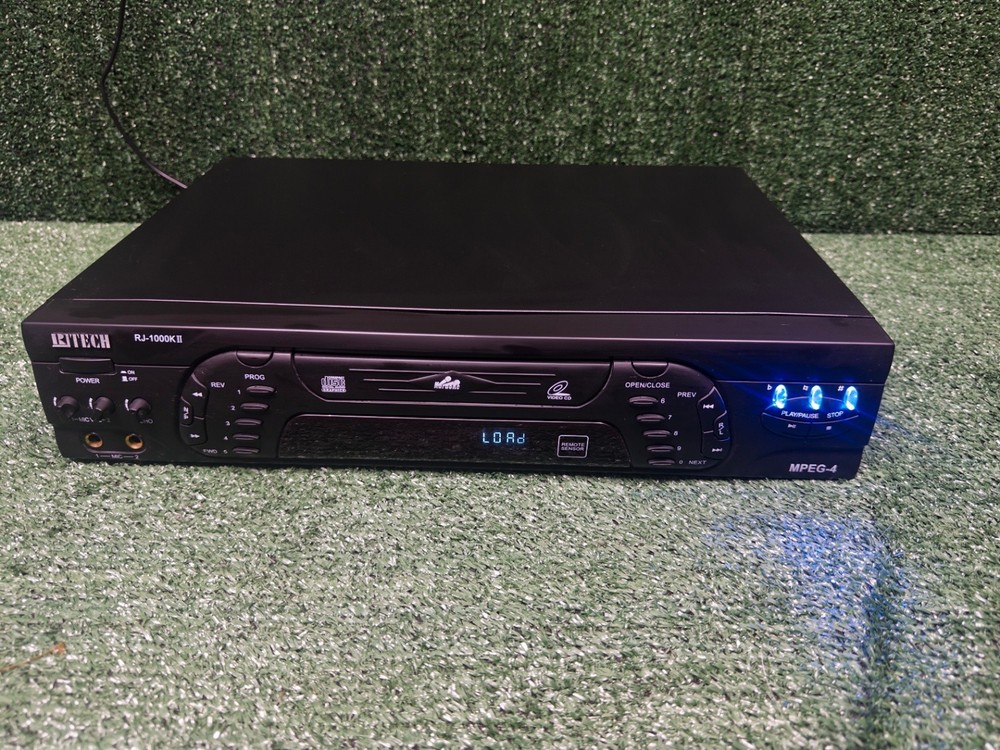 RJ Tech RJ-1000K II Karaoke DVD VCD MPEG4 Player w/ Mic Inputs Untested