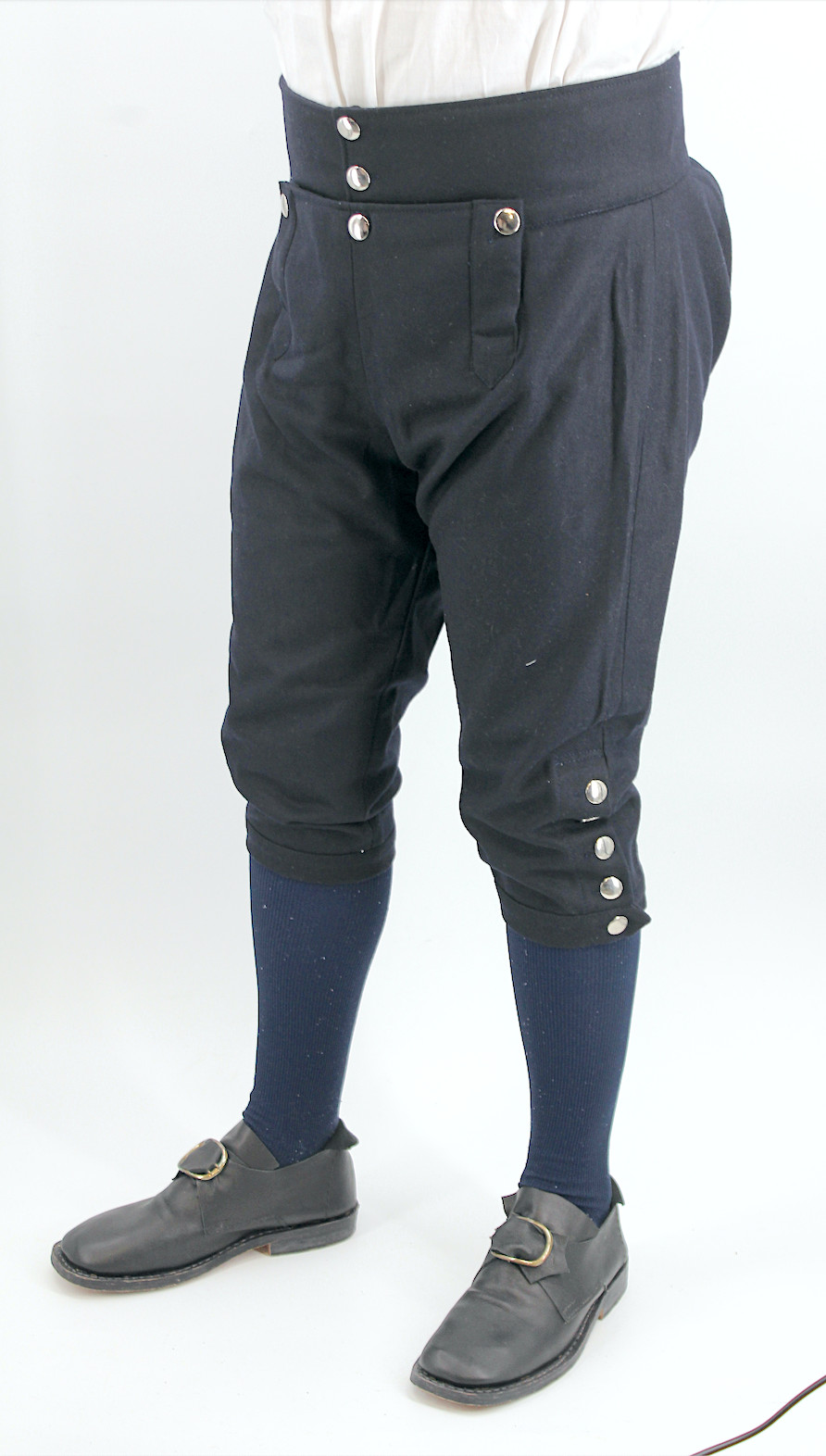 Dark Blue Wool Colonial Period Knee Breeches Size 46 / XXL