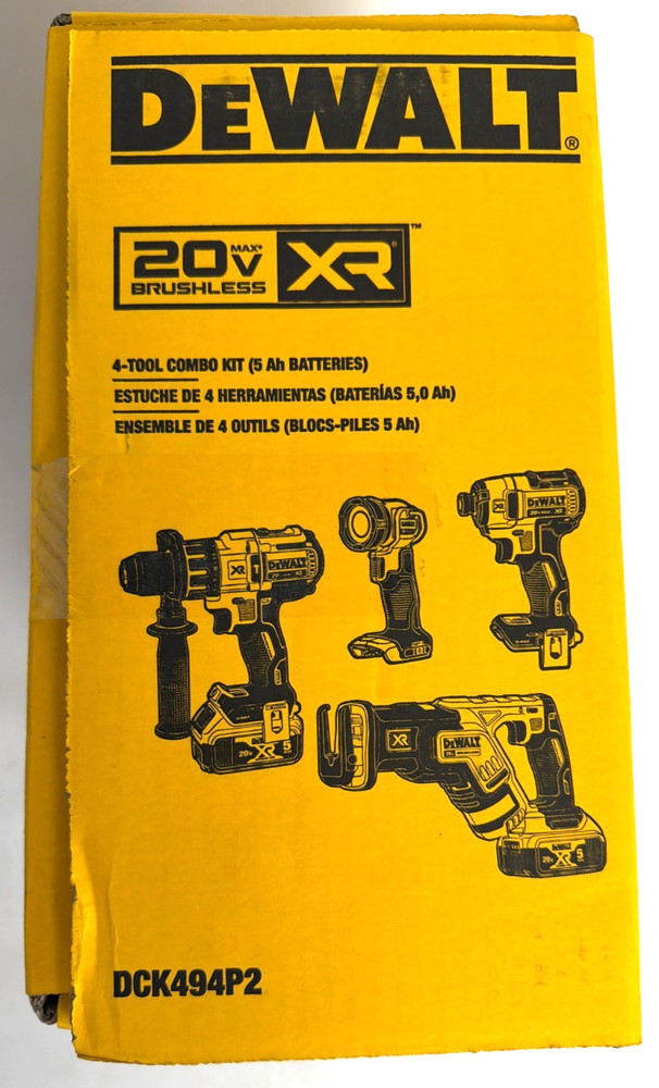 [NEW] (DCK494P2) DEWALT 20V MAX 4-Tool Combo Kit
