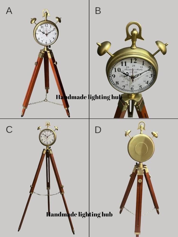 Nautical Numeric Large Display Standing Clock with Tripod Stand Floor Clock 7"