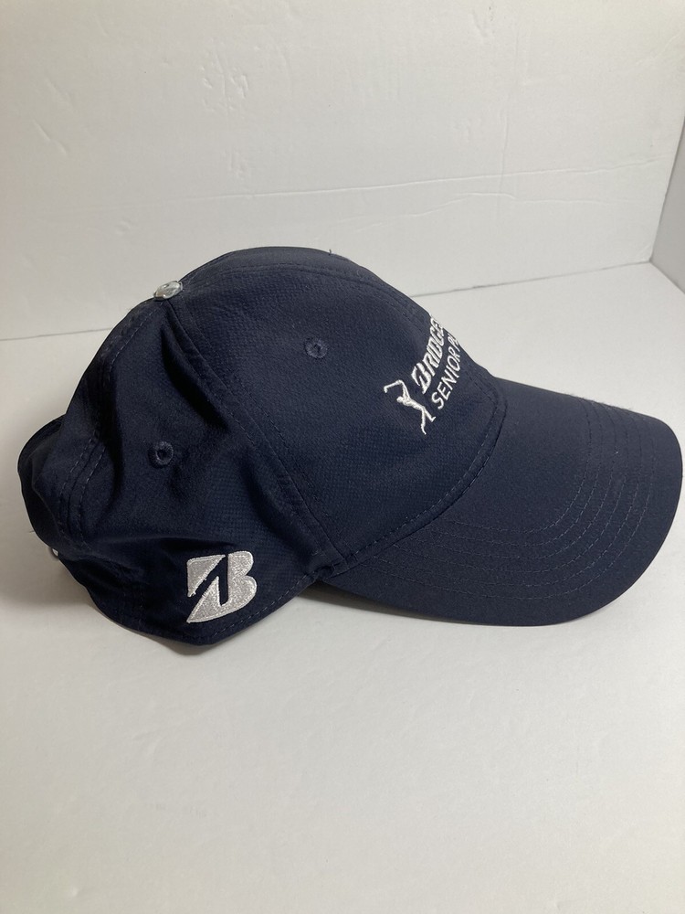 Bridgestone Senior Players Cap Hat Blue Adjustable Stretch Missing Button