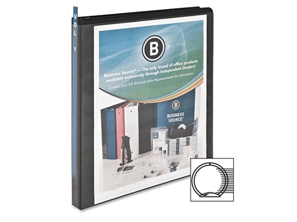 Business Source View Binder w/ 2 Inside Pockets 1/2" Capacity Black 09950