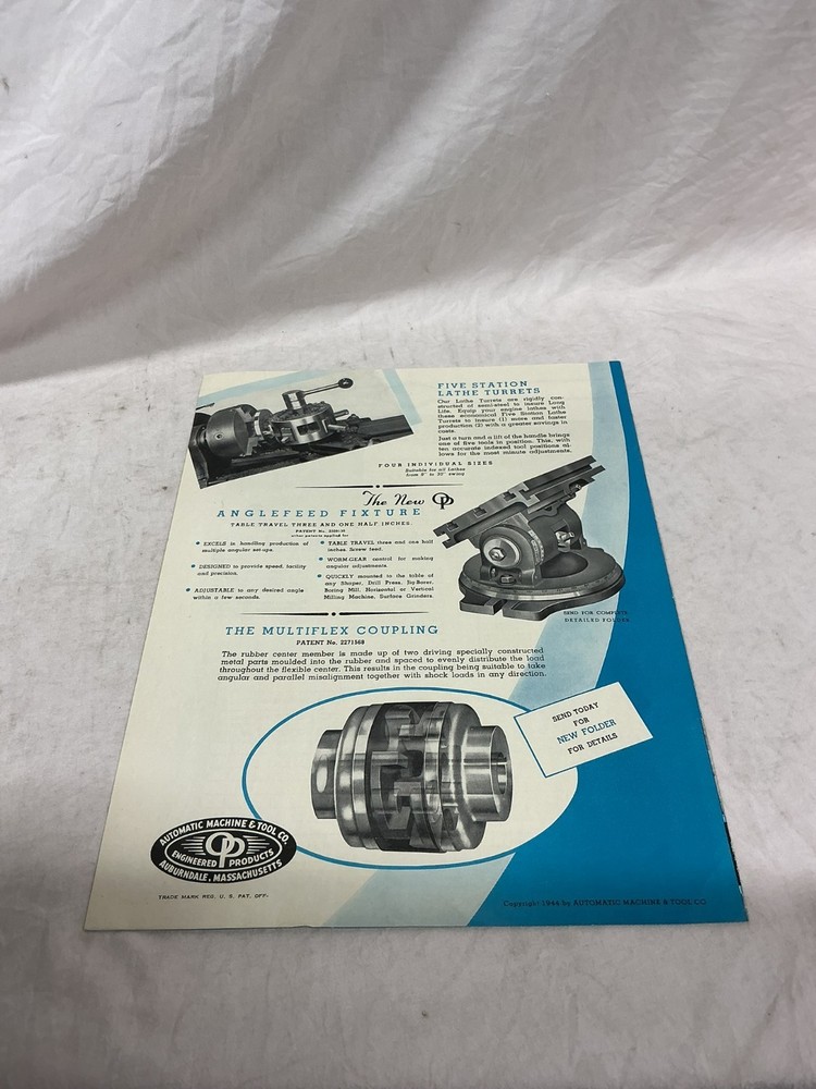 Vintage Automatic Machine & Tool Five Station Lathe Turrets Bulletin Brochure