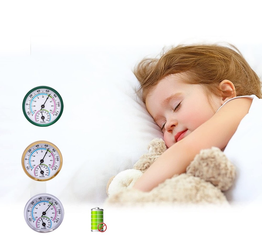 LayscoPro Mini Indoor Thermometer Hygrometer Green-2 Pack, Pack