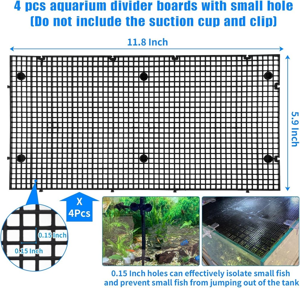 4-Pack Plastic Egg Crate for Fish Tank Filter & Aquarium Isolation Use