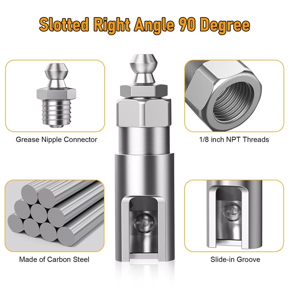Right-Angle 90-Degree Push-on Grease Coupler With 1/8 Inch NPT Threads