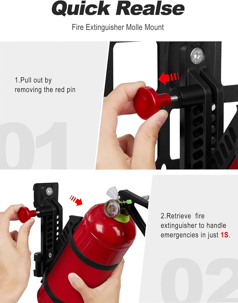 MOLLE Fire Extinguisher Mount Kit Quick Release Bracket for Tactical Panels Fits