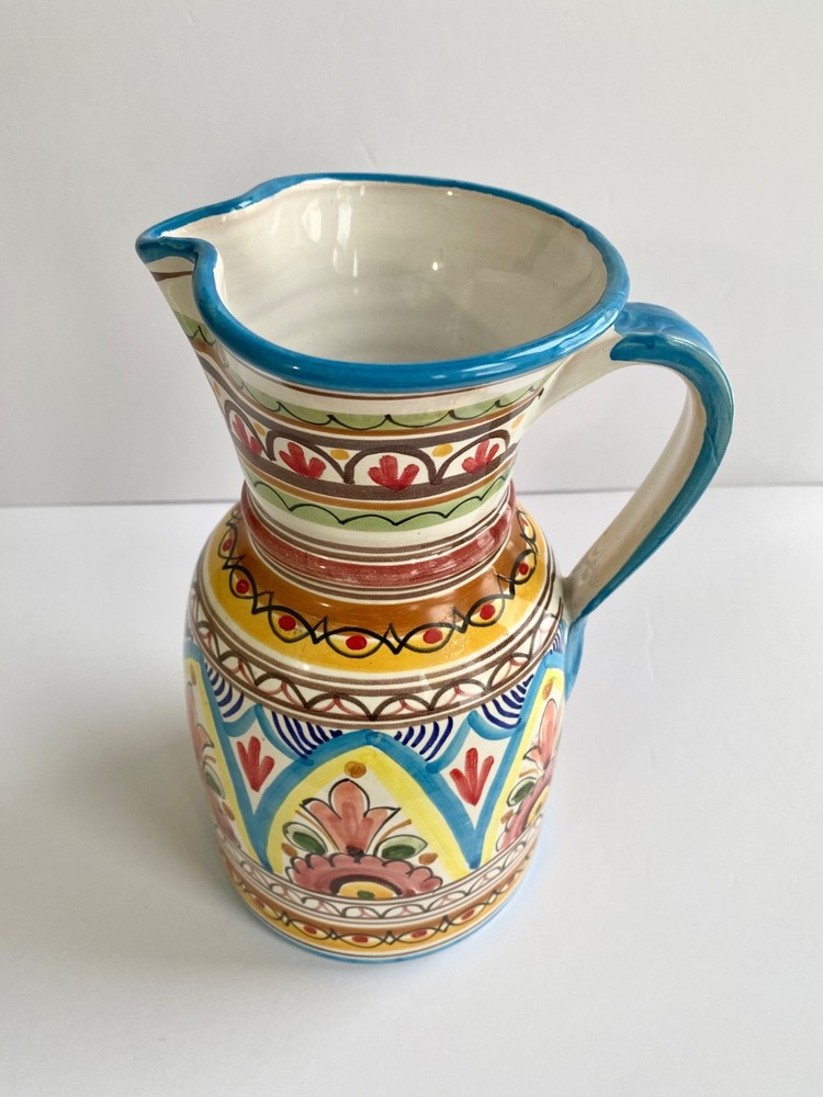 Ceramical Spain Unique Light Blue Design Drinking Pouring Pitcher Spanish Nice