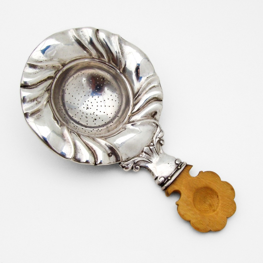 Tea Strainer Austrian Silver Wooden Handle