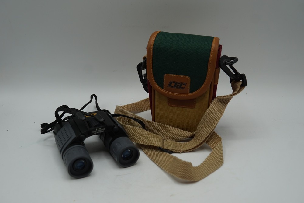 CEC Binocular Case Pouch Bag with Shoulder Strap & 8x22 Compact Binoculars