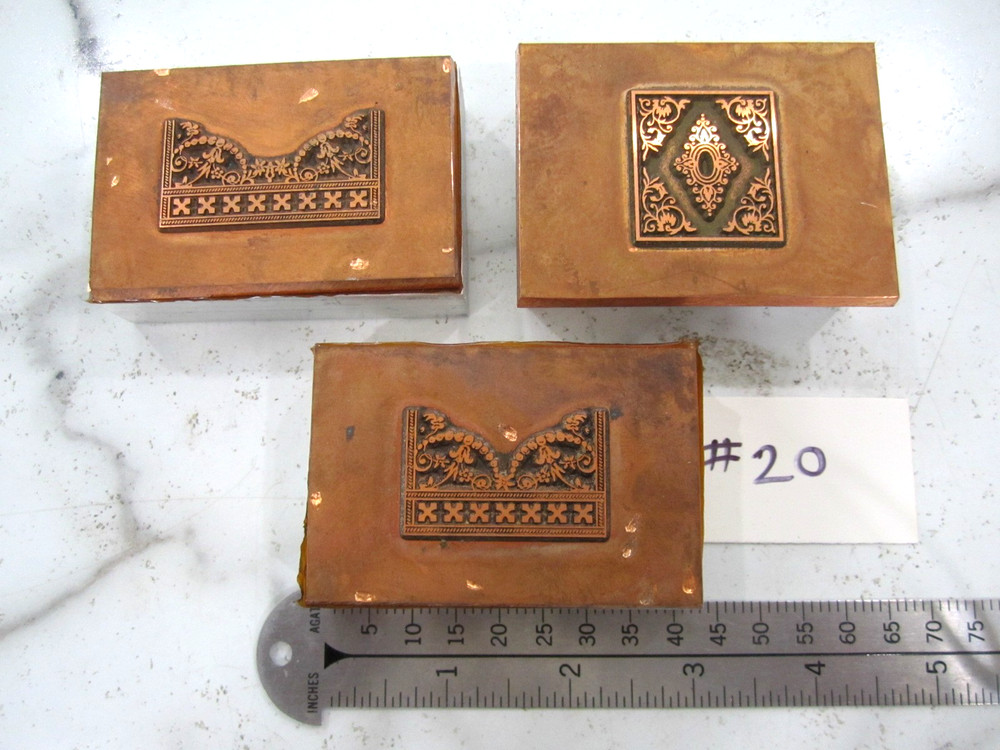 Bookbinding, Letterpress,  3 Printing Blocks - Mounted on Aluminum base # 20
