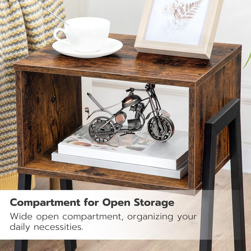 HOOBRO Nightstands Set of 2, Stackable End Table, Side Rustic Brown