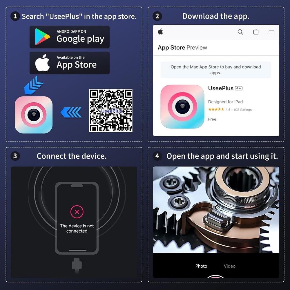 Endoscope Camera with Light, 1920P HD Borescope Inspection Camera with 8 Adjusta